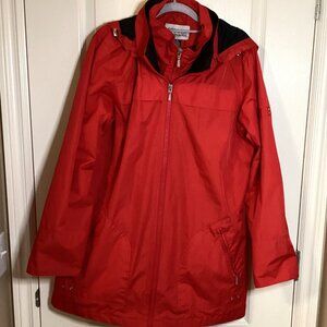 Tower by London Fog Women's Red Jacket Detachable Hood Size XL Double Zipper